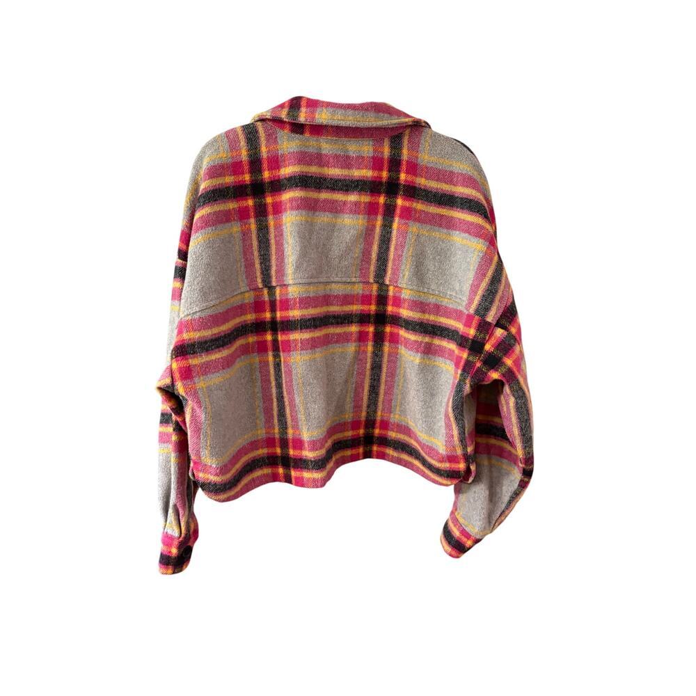 Juniors cropped plaid Shacket size XL - Picture 3 of 8